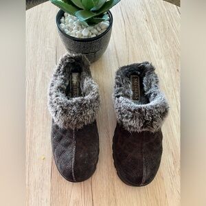 Sketcher Shindings Y2K Mules Dark Brown Suede Platform